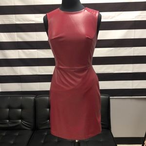 She + Sky Wine Faux Leather Dress - Small